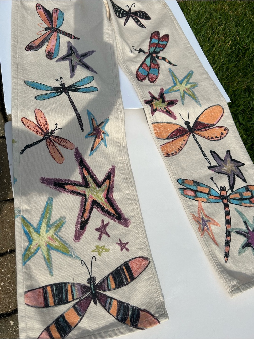 NWT🌷Free People We The Free Tennessee Dragonfly Printed Low Rise Denim Jeans - Picture 3 of 15